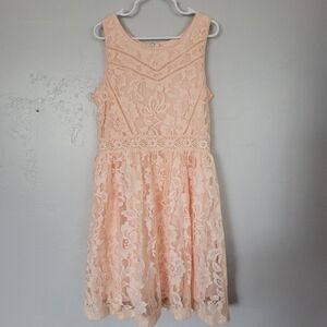 Kiddo by Katie Girls Large 10 Peach Lace Dress Sleeveless Light Orange Spring